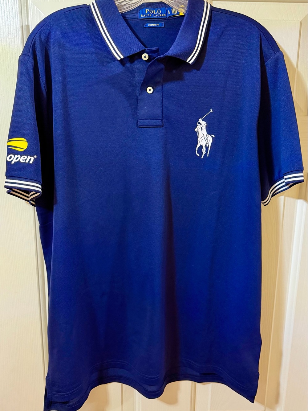 Men’s Navy Big Pony Polo Ralph Lauren US Open Short Sleeve Tennis Shirt L Large